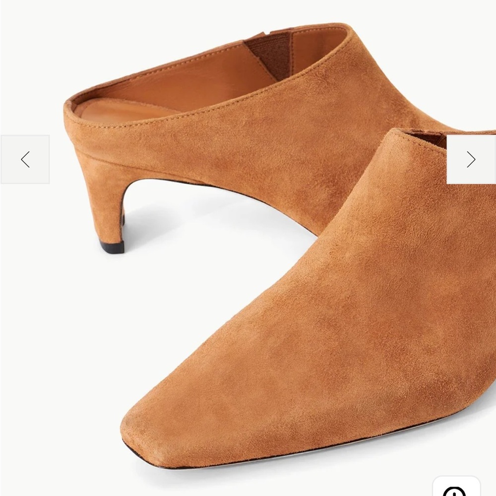 $350 STAUD Wally Brown Camel Tan Suede Mules Square Toe Heel Women’s EU 40 9